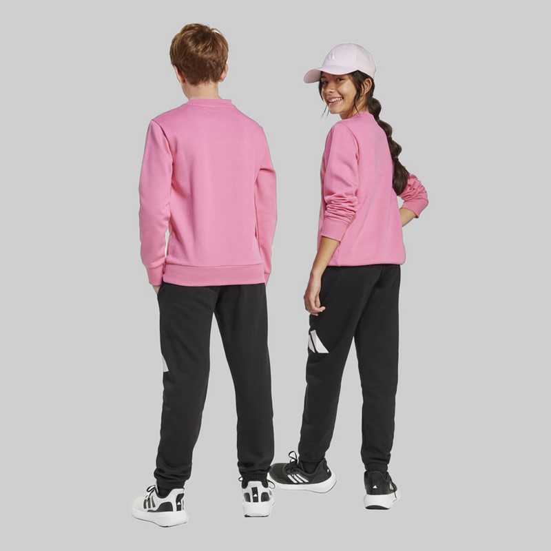 adidas Junior Essentials Sweatshirt And Joggers Set Pink Fusion/White
