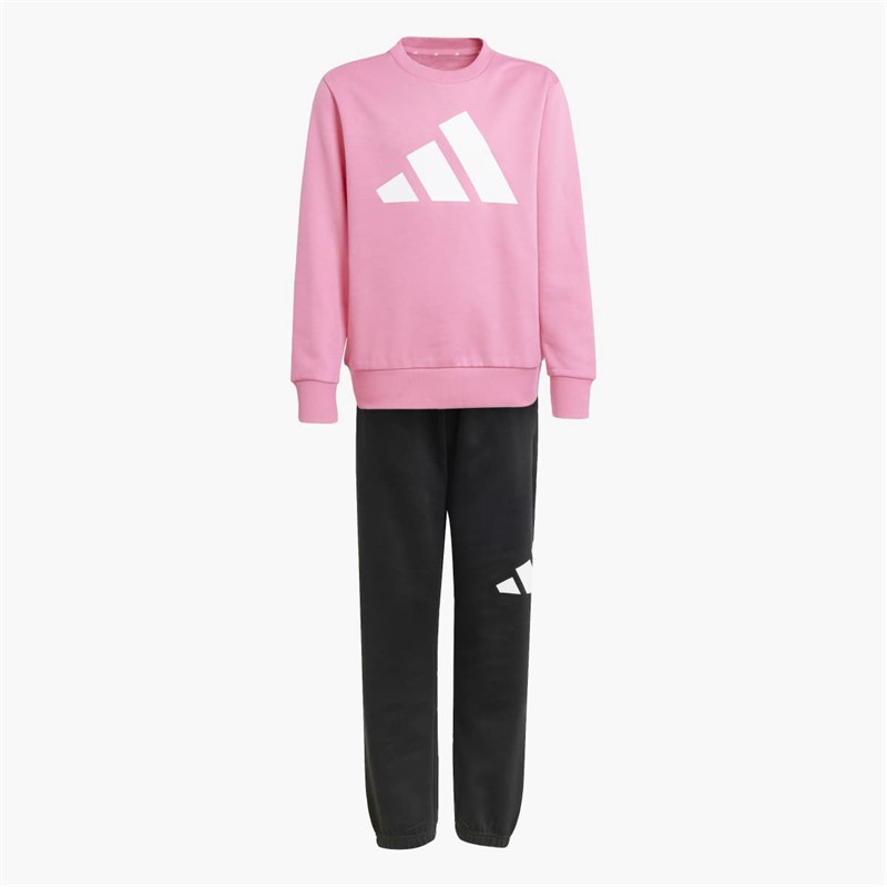 adidas Junior Essentials Sweatshirt And Joggers Set Pink Fusion/White