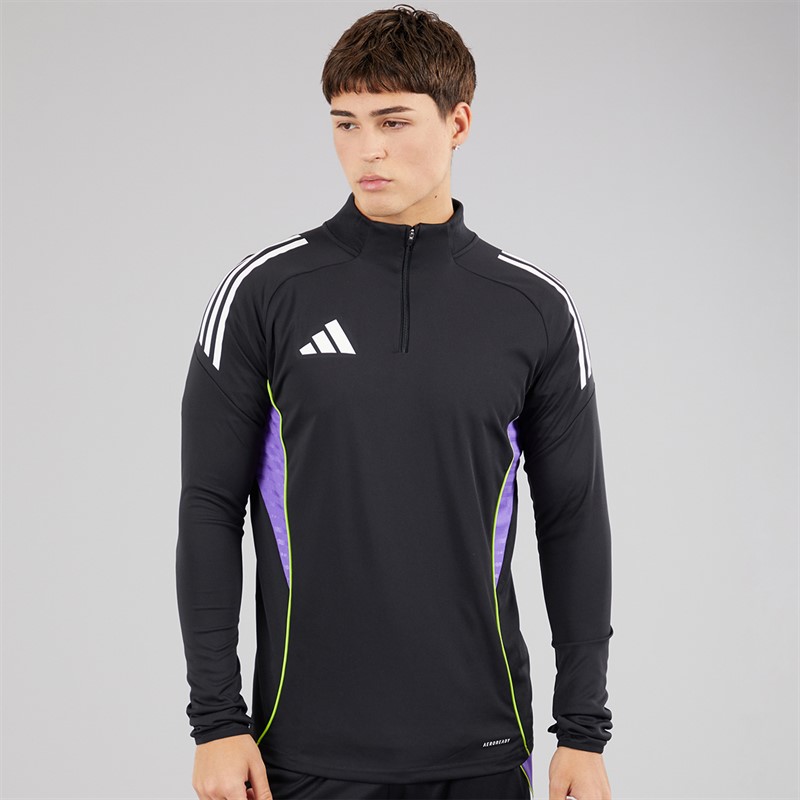 adidas Mens Tiro 25 Competition 1/4 Zip Training Top Black/Purple Rush