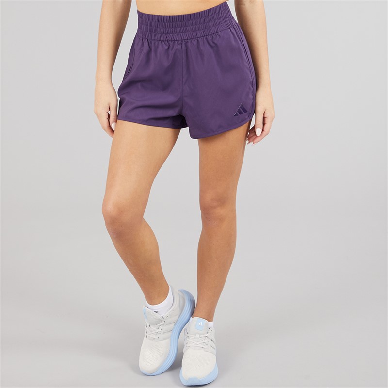 adidas Womens Pacer Training High Rise Woven Shorts Aurora Plum