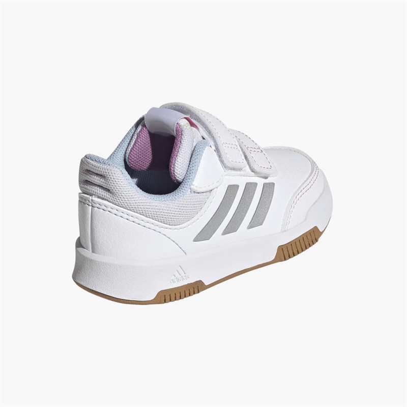 adidas Infant Tensaur Hook And Loop Velcro Trainers Cloud White/Silver Metallic/Bliss Pink