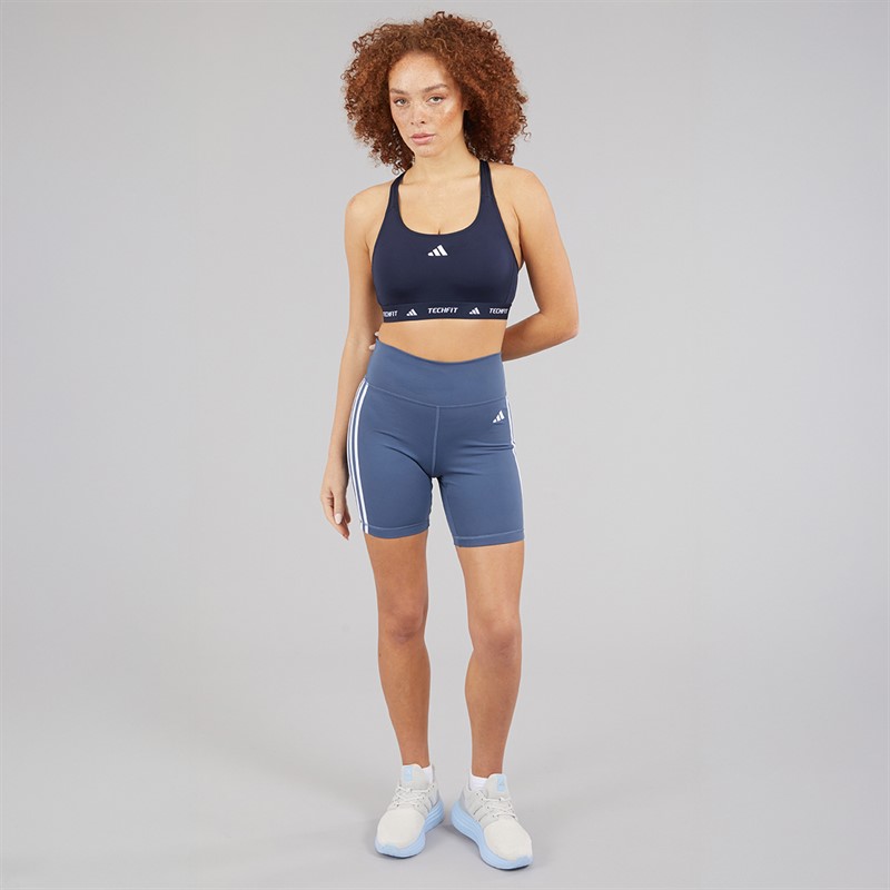 adidas Womens Training Essentials 3-Stripes High Waist Shorts Preloved Ink