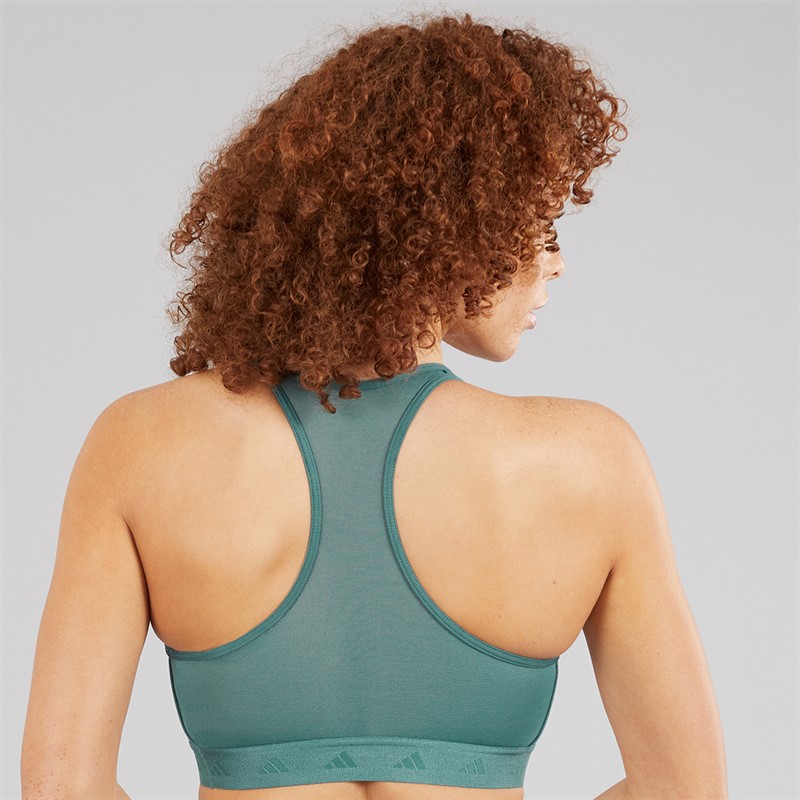 adidas Womens Prime Lift Training Medium Support Sports Bra Pure Teal/White