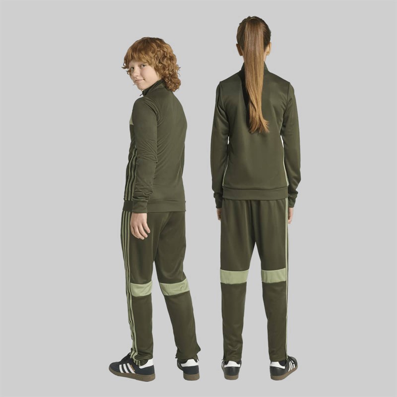 adidas Junior Tiro 25 Essentials Tracksuit Night Cargo/Tent Green/Impact Orange