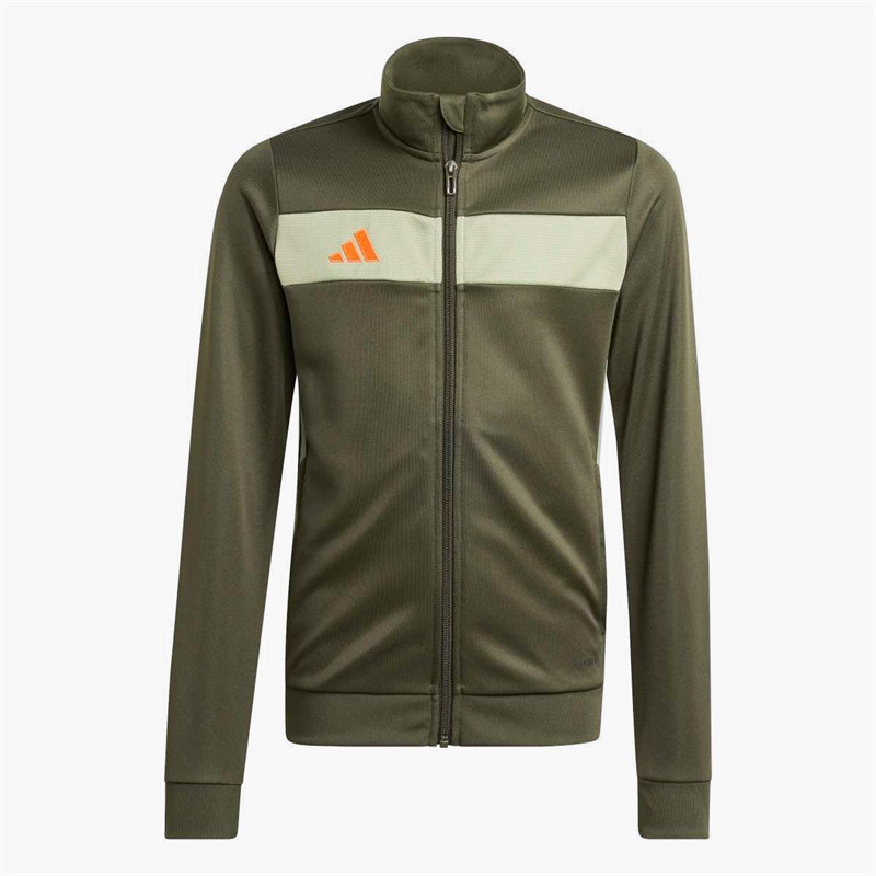 adidas Junior Tiro 25 Essentials Tracksuit Night Cargo/Tent Green/Impact Orange