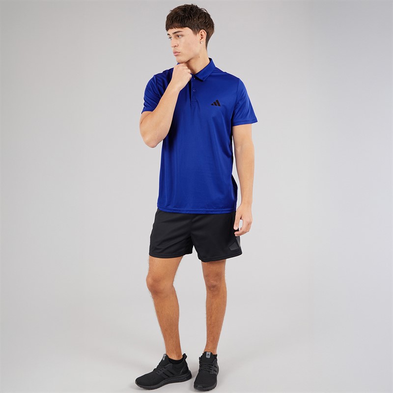 adidas Mens Train Essentials Feelready Training Polo Shirt Lucid Blue/Black