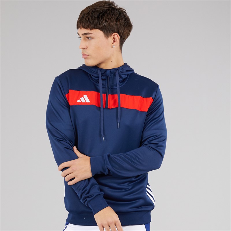 adidas Mens Tiro 25 Essentials Hoodie Navy Blue/Red
