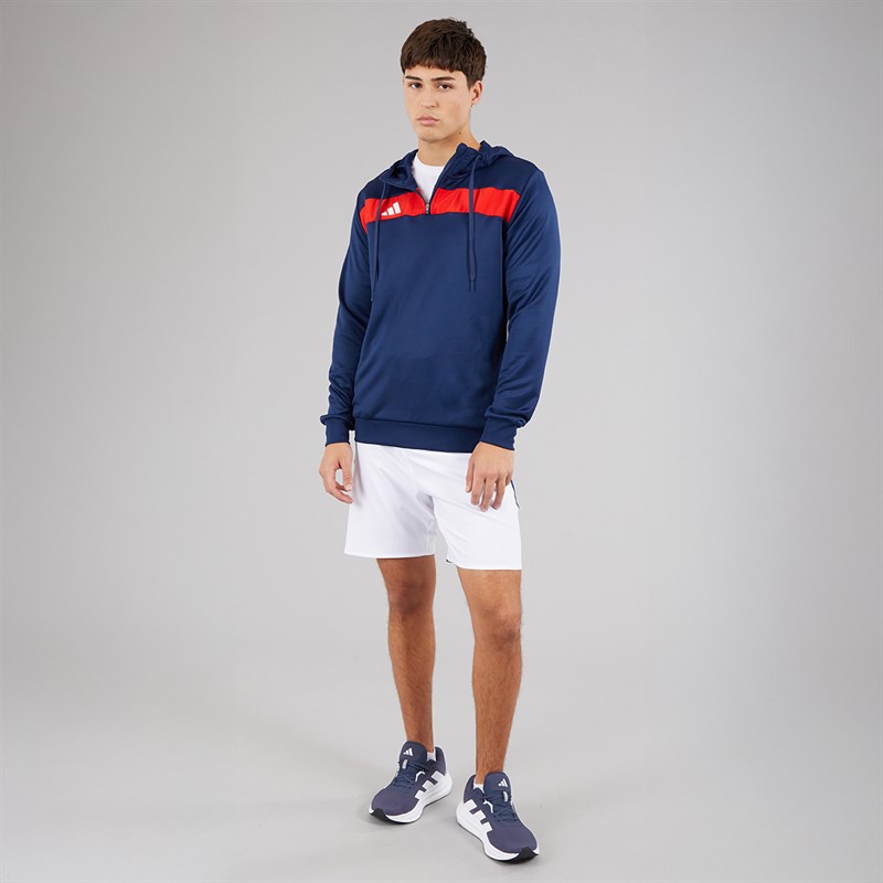 adidas Mens Tiro 25 Essentials Hoodie Navy Blue/Red