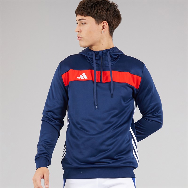 adidas Mens Tiro 25 Essentials Hoodie Navy Blue/Red