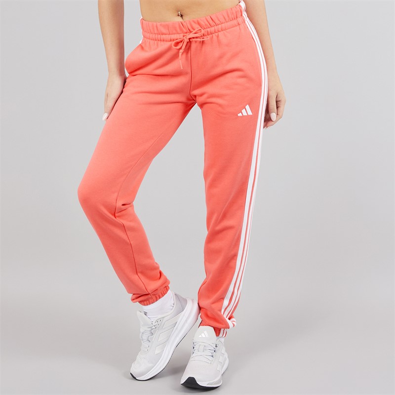 adidas Womens Essentials 3-Stripes French Terry Cuffed Joggers Semi Turbo/White