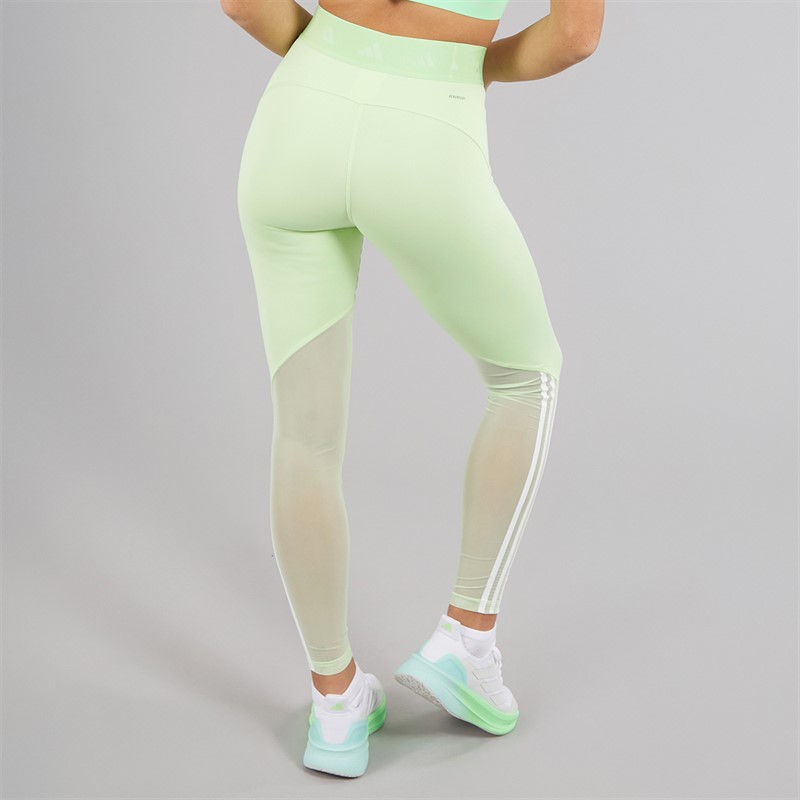 adidas Womens Hyperglam Full Length Leggings Semi Green Spark/White