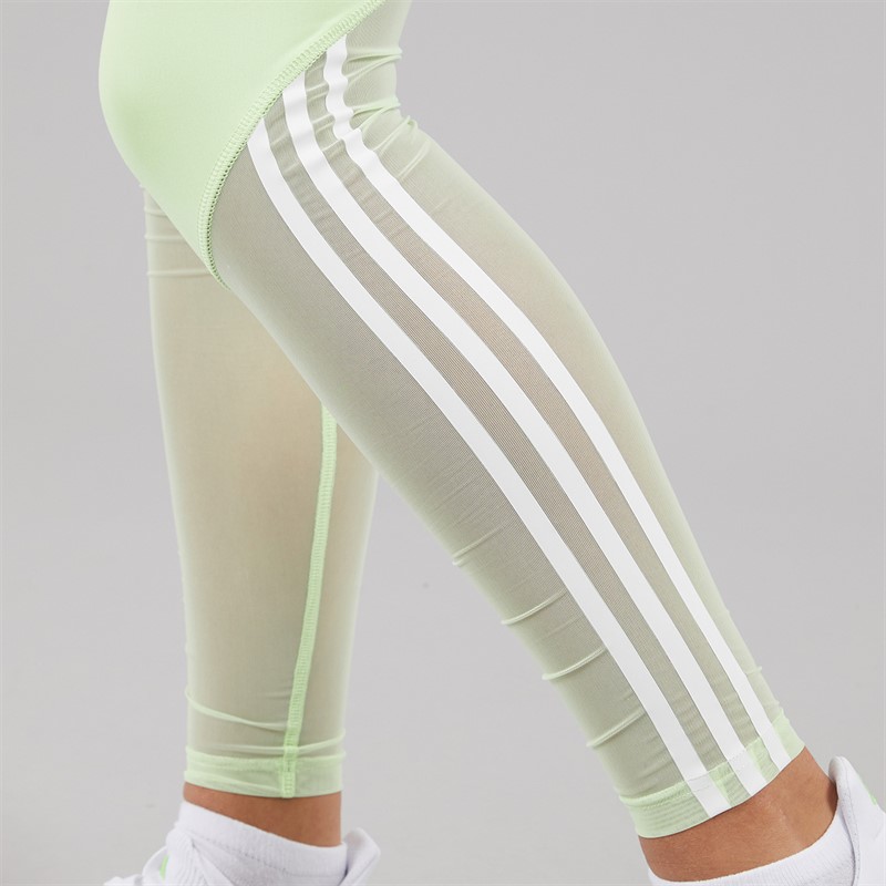 adidas Womens Hyperglam Full Length Leggings Semi Green Spark/White
