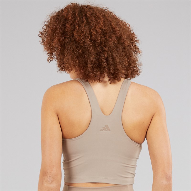 adidas Womens All Me Medium Support Bra Tank Top Chalky Brown