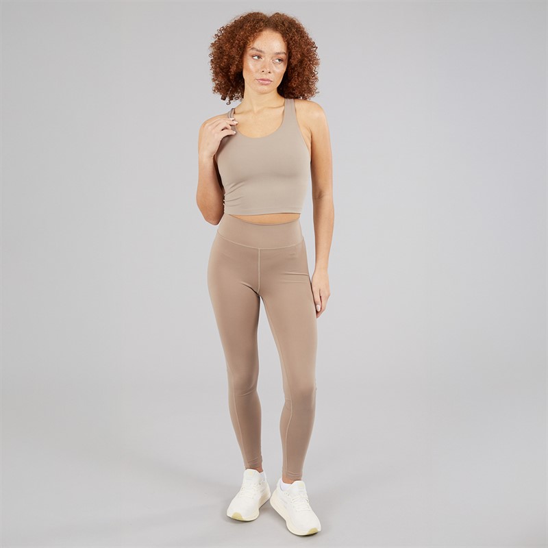 adidas Womens All Me Medium Support Bra Tank Top Chalky Brown