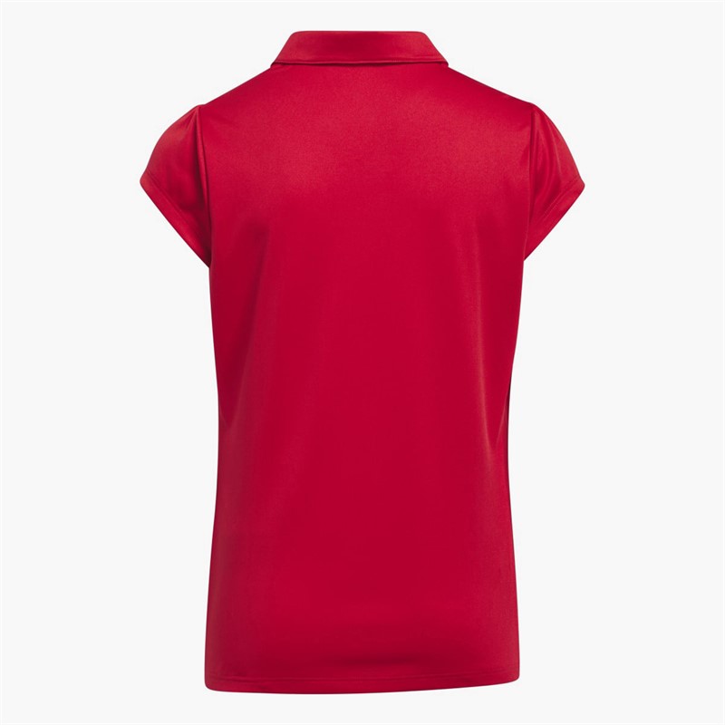 adidas Junior Girls Performance Golf Polo Shirt Collegiate Red