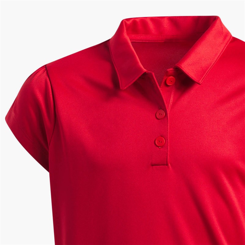 adidas Junior Girls Performance Golf Polo Shirt Collegiate Red