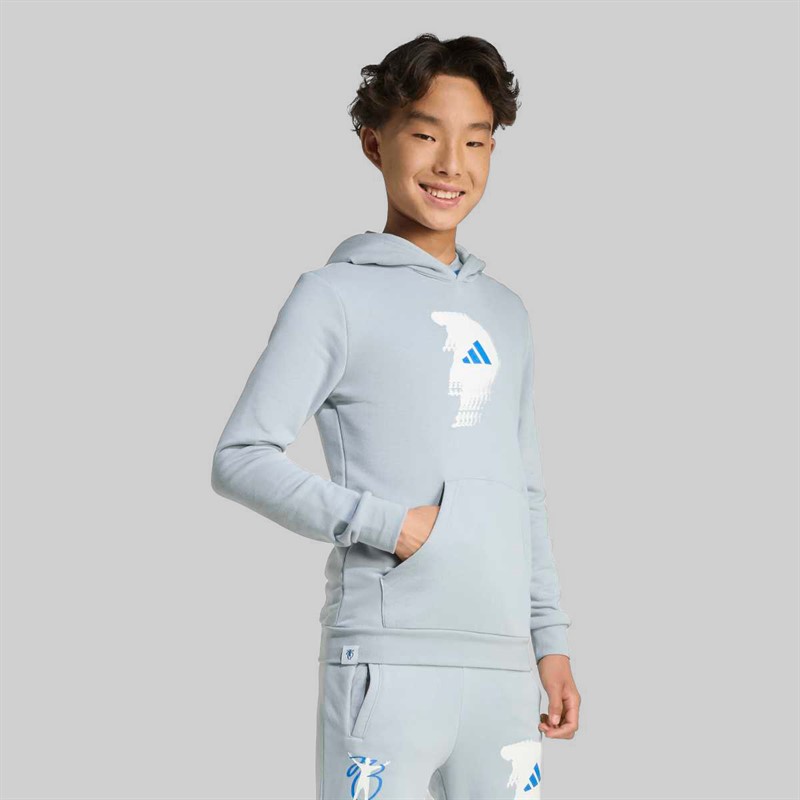 adidas Junior Boys Jude Bellingham Back Graphic Hoodie Light Grey