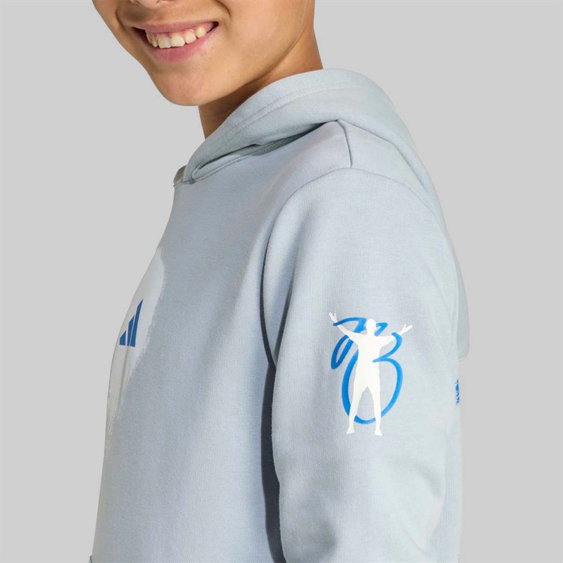 adidas Junior Boys Jude Bellingham Back Graphic Hoodie Light Grey