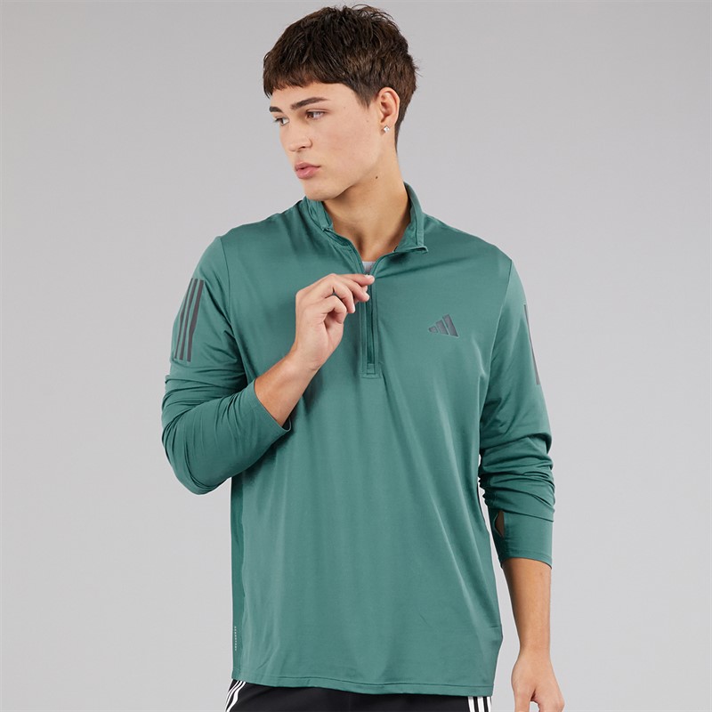 adidas Mens Own The Run 1/2 Zip Running Top Preloved Teal