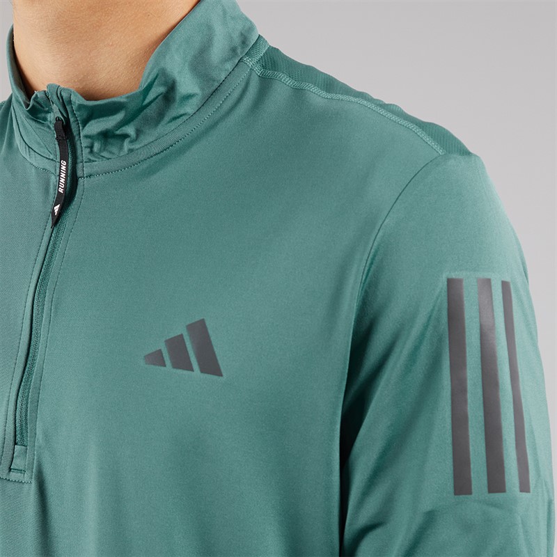 adidas Mens Own The Run 1/2 Zip Running Top Preloved Teal