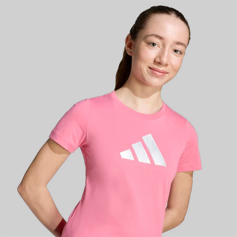 adidas Junior Girls Everyday Glam Graphic T-Shirt Pink Fusion