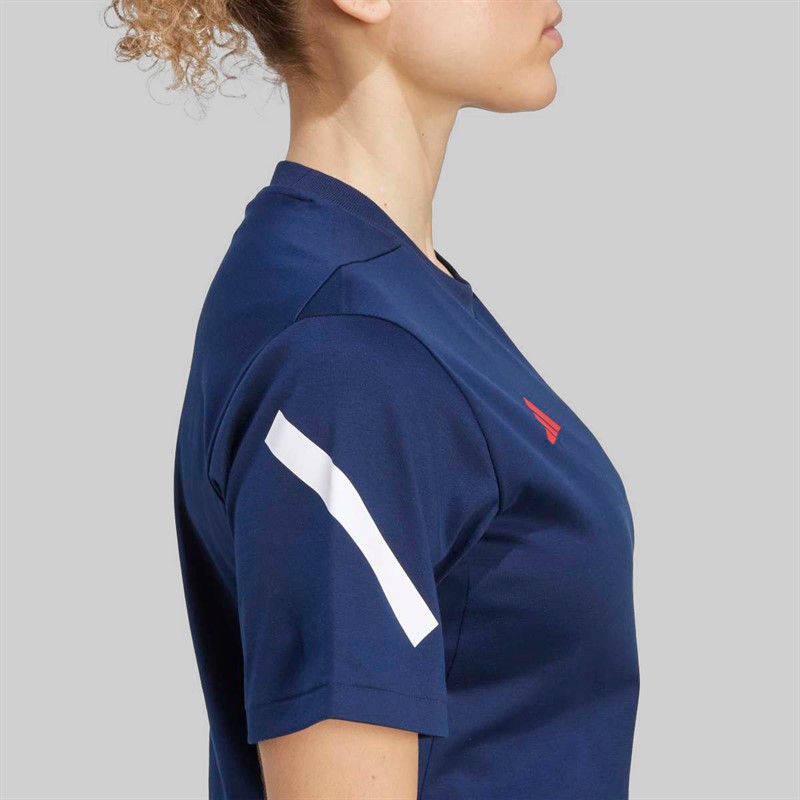 adidas Womens FFR France Rugby Travel T-Shirt Collegiate Navy