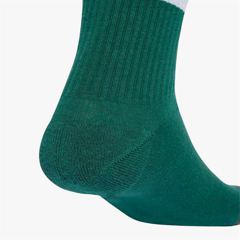 adidas Mens Christmas Graphic Three Pack Crew Socks Collegiate Green/White/Pure Ruby