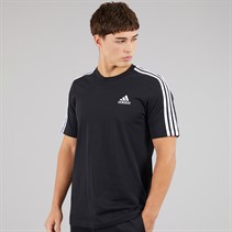 adidas Mens Essentials 3-Stripes T-Shirt Black/White