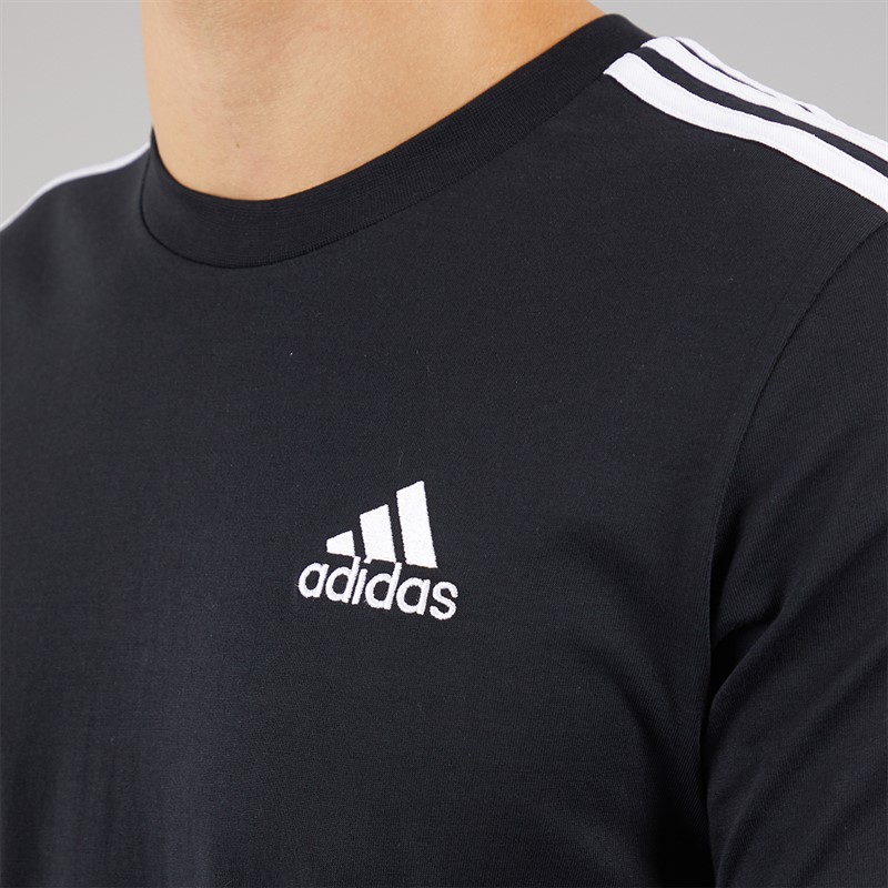 adidas Mens Essentials 3-Stripes T-Shirt Black/White
