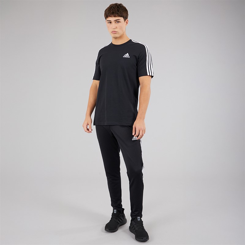 adidas Mens Essentials 3-Stripes T-Shirt Black/White