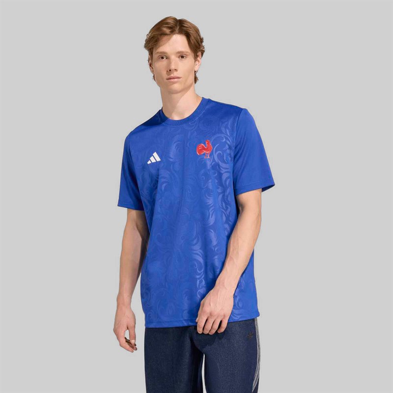 adidas Mens FFR France Rugby RWC Rugby World Cup Supporters Jersey Royal Blue