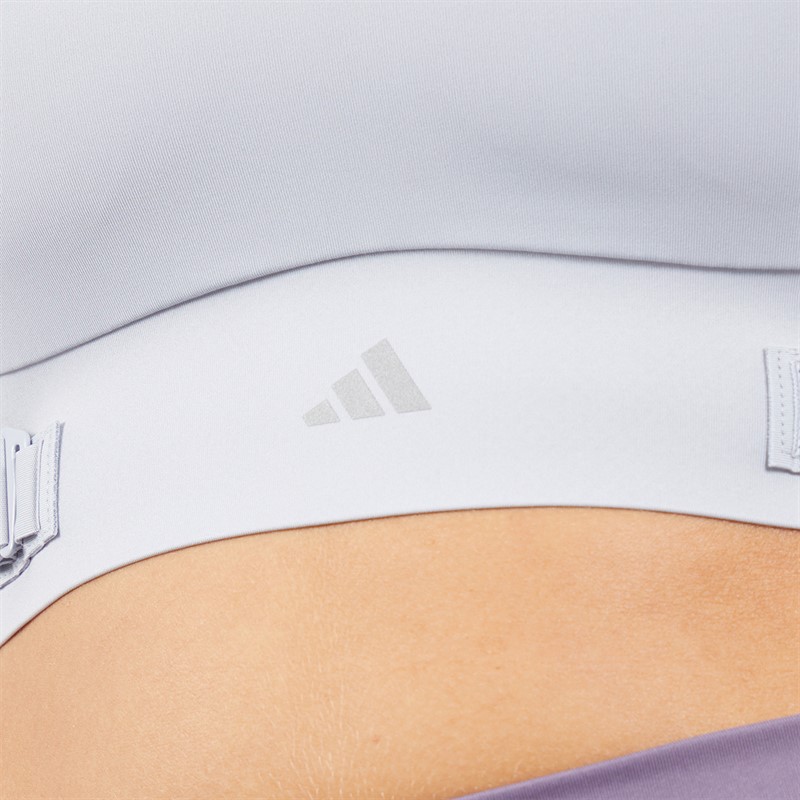 adidas Womens Fastimpact Luxe Run High Support Sports Bra Halo Silver