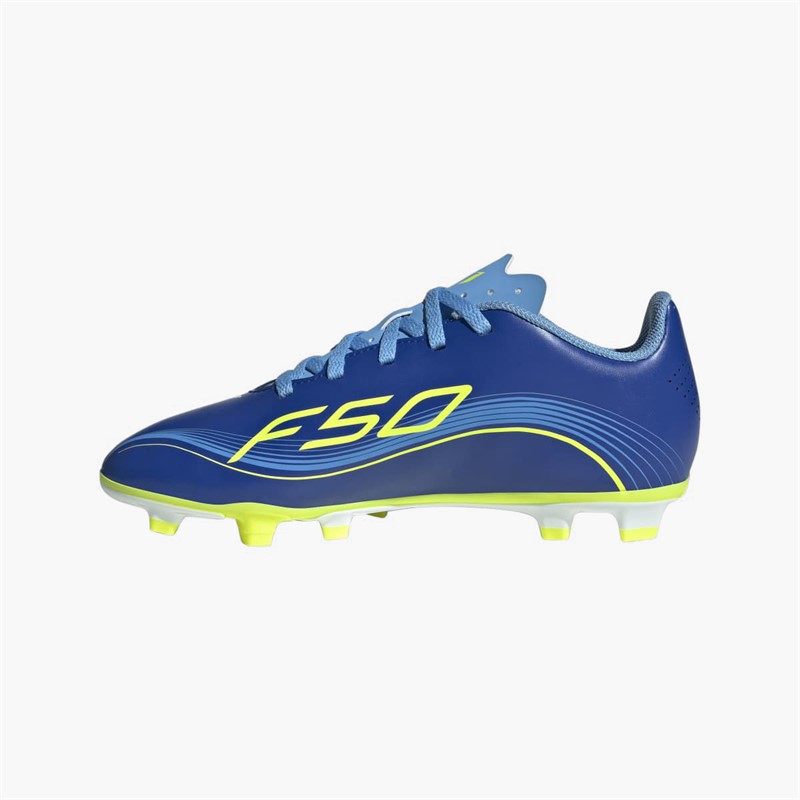 adidas Kids F50 Club Messi FG/MG Firm/Multi Ground Football Boots Team Royal Blue/Solar Yellow/Semi Blue Burst
