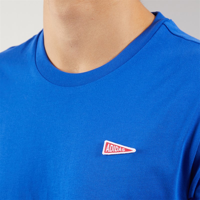 adidas Mens Pennant Trim Graphic T-Shirt Royal Blue