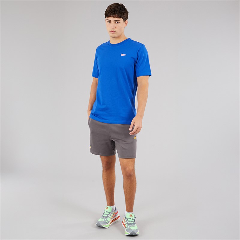 adidas Mens Pennant Trim Graphic T-Shirt Royal Blue