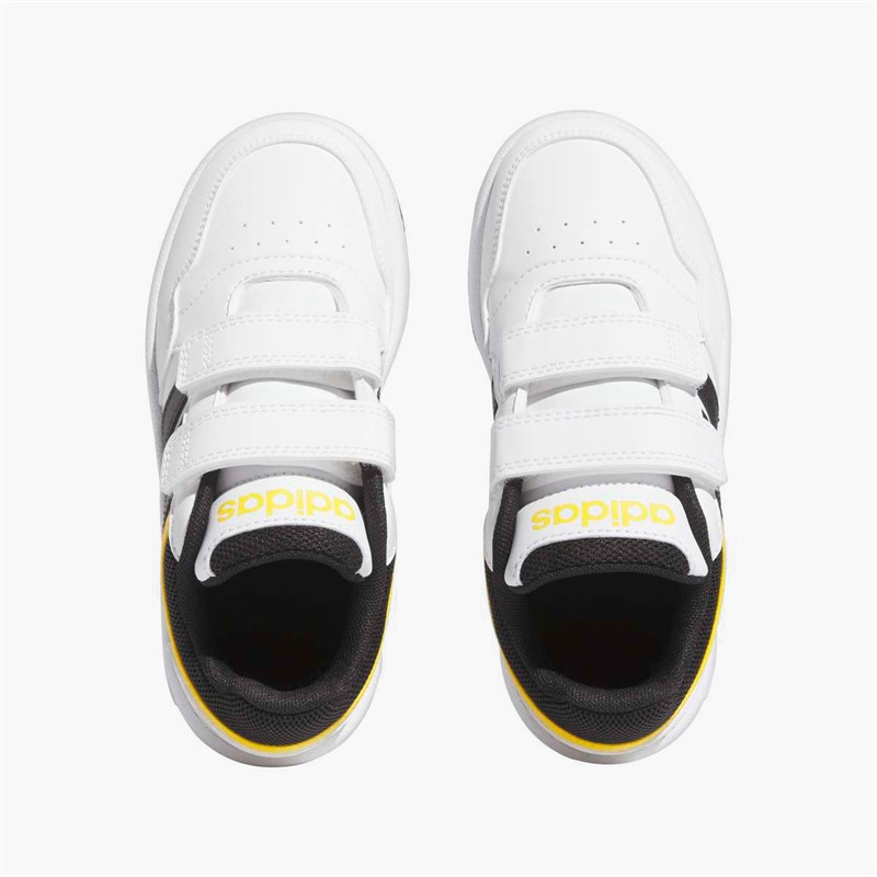 adidas Kids Hoops Mid 3.0 Velcro Trainers Cloud White/Core Black/Bold Gold
