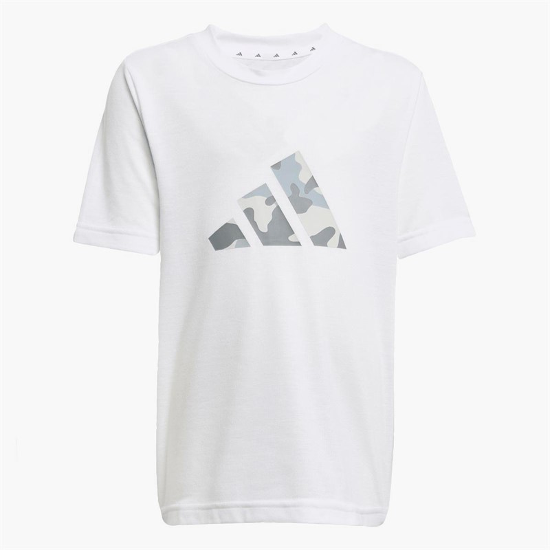 adidas Kids Train Essentials Camo Print T-Shirt And Shorts Set White