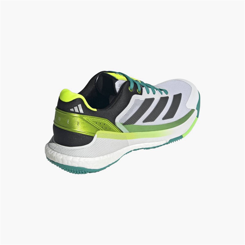 adidas Mens Crazyquick Boost Padel Shoes Cloud White/Core Black/Lime Burst