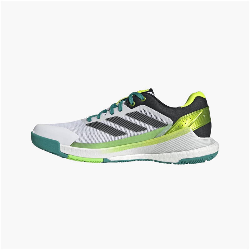 adidas Mens Crazyquick Boost Padel Shoes Cloud White/Core Black/Lime Burst