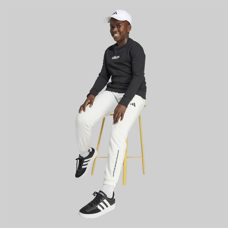adidas Junior Boys Slogan Fleece Joggers Off White