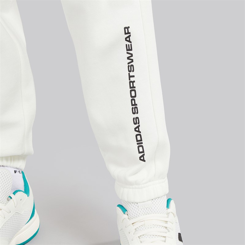 adidas Junior Boys Slogan Fleece Joggers Off White