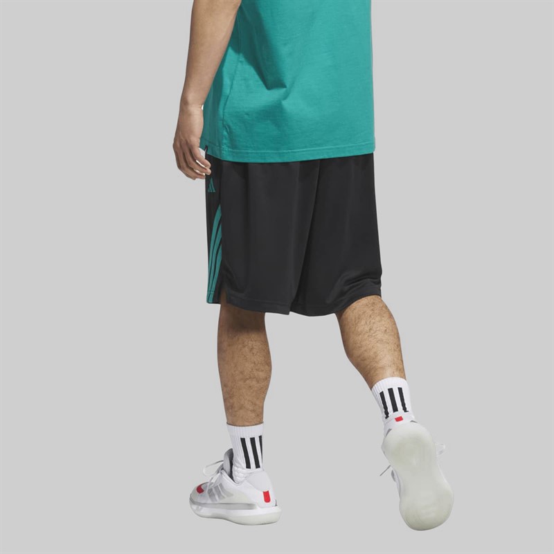 adidas Mens Legends 3-Stripes Basketball Shorts Black/Pure Teal
