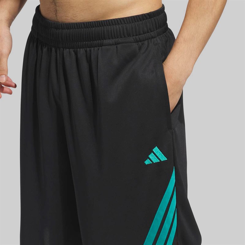 adidas Mens Legends 3-Stripes Basketball Shorts Black/Pure Teal