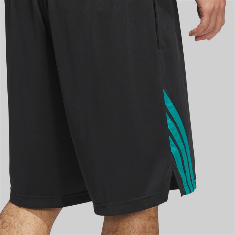 adidas Mens Legends 3-Stripes Basketball Shorts Black/Pure Teal
