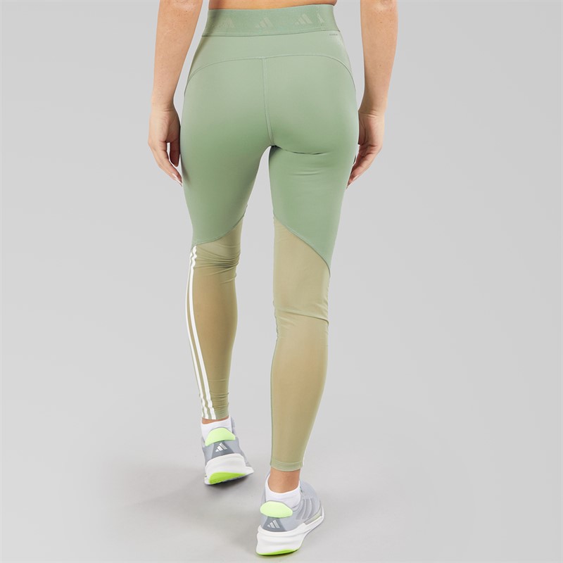 adidas Womens Hyperglam Full Length Leggings Silver Green/White