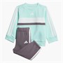 adidas Infant Seasonal Essentials Tiberio 3-Stripes Fleece Sweatshirt And Joggers Set Semi Flash Aqua/White/Grey Strata