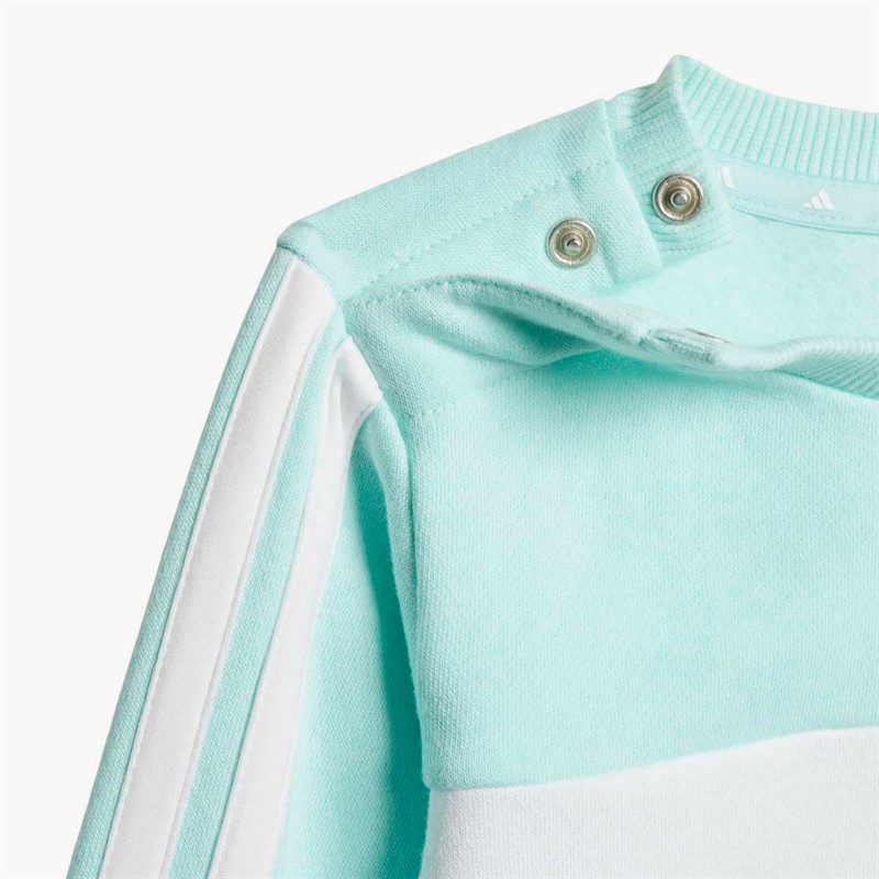 adidas Infant Seasonal Essentials Tiberio 3-Stripes Fleece Sweatshirt And Joggers Set Semi Flash Aqua/White/Grey Strata