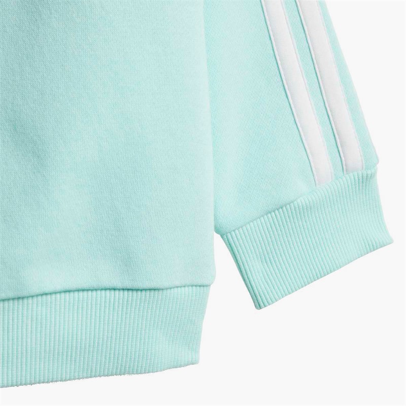 adidas Infant Seasonal Essentials Tiberio 3-Stripes Fleece Sweatshirt And Joggers Set Semi Flash Aqua/White/Grey Strata