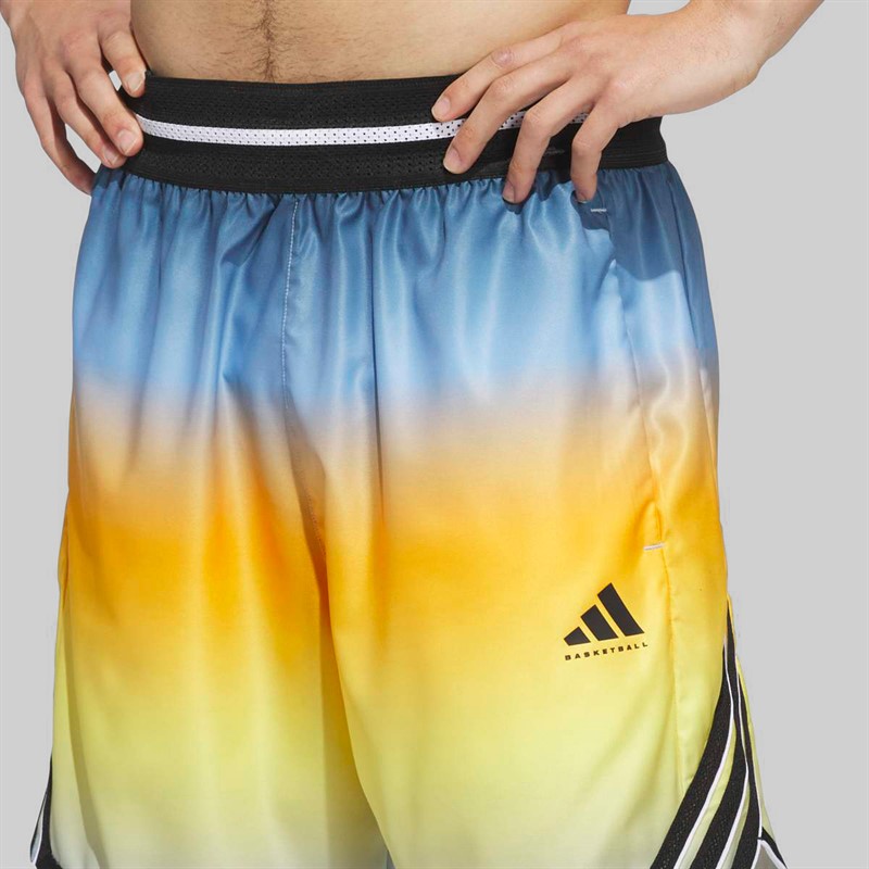 adidas Mens Crazylite All Over Print Basketball Shorts Crew Yellow/Clear Sky