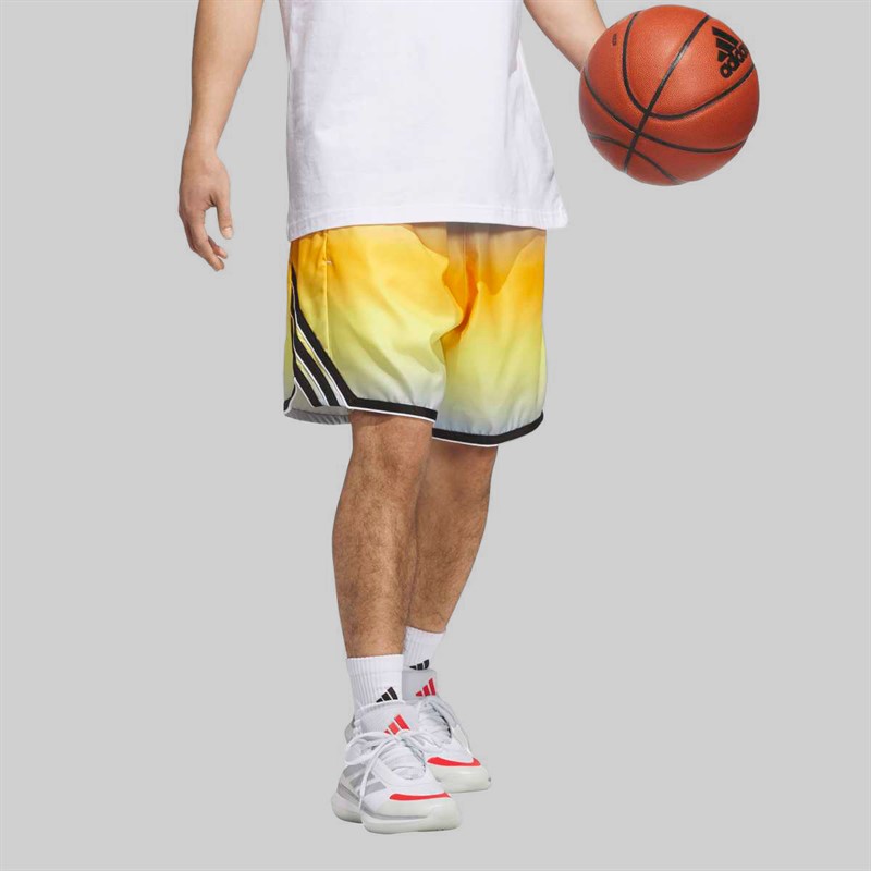adidas Mens Crazylite All Over Print Basketball Shorts Crew Yellow/Clear Sky